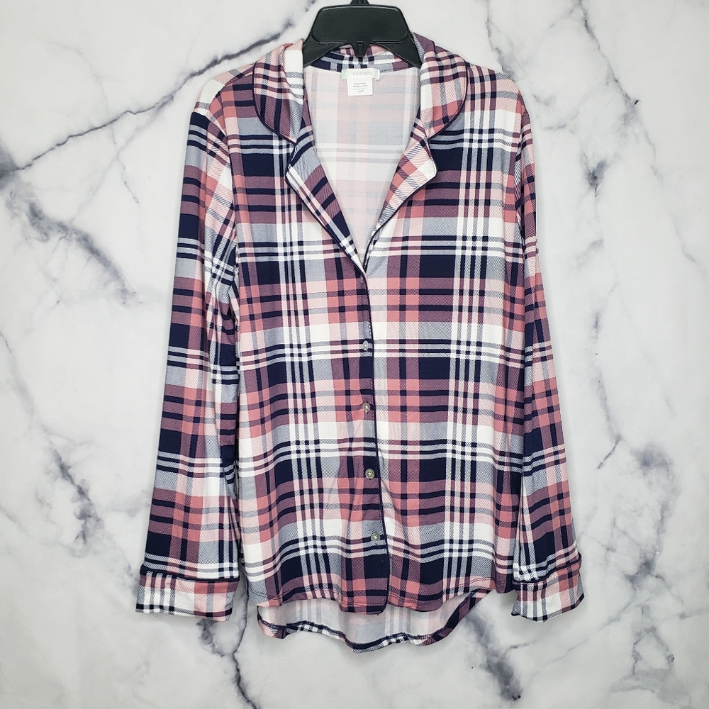 Shimera plaid pajama top nwot